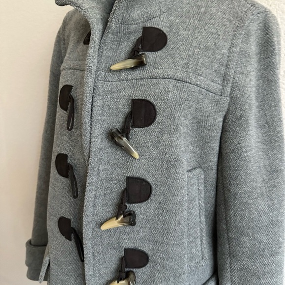 Banana Republic Bulll Horn Button Grey Coat With Breast Pockets M, Heavy, Boho - Picture 2 of 12